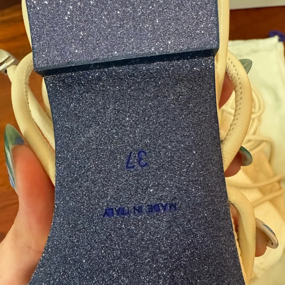 Cream Quilted Leather Ivy Shield Sandals Colour Soap Size 37 - Picture 7 of 10